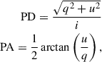 $$ \begin{aligned} \mathrm{PD} = \frac{\sqrt{q^2+u^2}}{i}\\ \mathrm{PA} = \frac{1}{2} \arctan \left(\frac{u}{q} \right), \end{aligned} $$