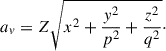 $$ \begin{aligned} a_v = Z \sqrt{x^2 + \frac{y^2}{p^2} + \frac{z^2}{q^2}}\cdot \end{aligned} $$