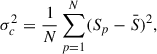 $$ \begin{aligned} \sigma _c^2 = \frac{1}{N}\sum _{p = 1}^N (S_p-\bar{S})^2, \end{aligned} $$