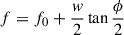 $ f=f_{0}+\frac{w}{2}\tan\frac{\phi}{2} $