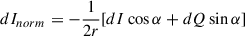 $ dI_{norm}=-\frac{1}{2r}[dI\cos\alpha+dQ\sin\alpha] $