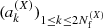 $ (a_k^{(X)})_{1\leq k \leq 2N_{\mathrm{f}}^{(X)} } $