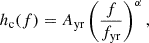 $$ \begin{aligned} h_{\rm c}(f) = {A_{\mathrm{yr} }} \left(\frac{f}{{f_{\mathrm{yr} }}}\right)^\alpha , \end{aligned} $$