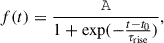 $$ \begin{aligned} f(t) = \frac{{\mathtt A }}{ 1+ \exp ( -\frac{t-t_{0}}{\mathrm{\tau _{\rm rise}}})}, \end{aligned} $$
