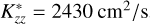 $K_{zz}^* = 2430\,{\rm{c}}{{\rm{m}}^2}{\rm{/s}}$