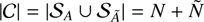 $\[|\mathcal{C}|=\left|\mathcal{S}_{A} \cup \mathcal{S}_{\tilde{A}}\right|=N+\tilde{N}\]$