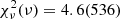 $ \chi^{2}_{\nu}(\nu) = 4.6(536) $