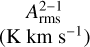 $_{({\rm{K km }}{{\rm{s}}^{ - 1}})}^{A_{{\rm{rms}}}^{2 - 1}}$