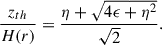 $$ \begin{aligned} \frac{z_{th}}{H(r)} = \frac{ \eta + \sqrt{4 \epsilon +\eta ^2}}{\sqrt{2}} .\end{aligned} $$