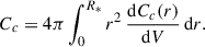 $$ \begin{aligned} C_c = 4\pi \int _{0}^{R_*} r^2 \, \frac{\mathrm{d}C_c(r)}{\mathrm{d}V}\, \mathrm{d}r. \end{aligned} $$
