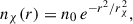 $$ \begin{aligned} n_\chi (r) = n_0 \, e^{-r^2/r_\chi ^2}, \end{aligned} $$