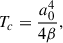 $$ \begin{aligned} T_c = \frac{a_0^4}{4\beta }, \end{aligned} $$