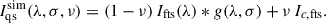 $$ \begin{aligned} I_{\mathrm{qs} }^{\mathrm{sim} }(\lambda , \sigma , \nu ) = (1 - \nu )\, I_{\mathrm{fts} }(\lambda ) * g(\lambda , \sigma ) + \nu \, I_{c,\mathrm{fts} }. \end{aligned} $$