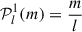 Mathematical equation: $$ \begin{aligned} \mathcal{{P}}_{l}^{1}(m) = \frac{m}{l} \end{aligned} $$