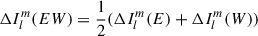 Mathematical equation: $$ \begin{aligned} \Delta I_l^m(EW) = \frac{1}{2}(\Delta I_l^m(E)+\Delta I_l^m(W)) \end{aligned} $$