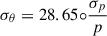 $ \sigma_\theta = 28.65{\circ}\frac{\sigma_p}{p} $