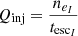 Mathematical equation: $ Q_{\mathrm{inj}} = \frac{n_{e_I}}{t_{\mathrm{esc}_I}} $