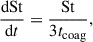 $$ \begin{aligned} \frac{\mathrm{d} \mathrm{St} }{\mathrm{d} t} = \frac{\mathrm{St} }{3t_\mathrm{coag} }, \end{aligned} $$