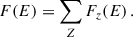 Mathematical equation: $$ \begin{aligned} F(E) =\sum _{Z}F_{z}(E)\,. \end{aligned} $$