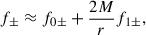 $$ \begin{aligned} f_\pm \approx f_{0\pm }+\frac{2M}{r}f_{1\pm }, \end{aligned} $$