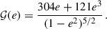 Mathematical equation: $$ \begin{aligned} \mathcal{G} (e) = \frac{304e+121e^3}{(1-e^2)^{5/2}} \,. \end{aligned} $$