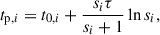 $$ \begin{aligned} t_{\mathrm{p},i}=t_{0,i}+\frac{s_{i}\tau }{s_{i}+1}\ln s_{i}, \end{aligned} $$