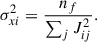 Mathematical equation: $$ \begin{aligned} \sigma _{xi}^2 = \frac{n_f}{\sum _j J_{ij}^2}. \end{aligned} $$