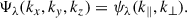 $$ \begin{aligned} \Psi _{\lambda }(k_x,k_y,k_z) = \psi _{\lambda }(k_\parallel ,k_\perp ). \end{aligned} $$