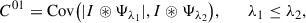 $$ \begin{aligned} C^{01}&= \mathrm{Cov}\big (|I \circledast \Psi _{\lambda _1}|, I \circledast \Psi _{\lambda _2}\big ), \quad&\lambda _1 \le \lambda _2,\end{aligned} $$