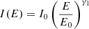$$ \begin{aligned} I(E)&= I_0 \left(\frac{E}{E_0} \right)^{\gamma _1}\end{aligned} $$