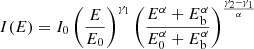 $$ \begin{aligned} I(E)&= I_0 \left(\frac{E}{E_0} \right)^{\gamma _1} \left(\frac{E^{\alpha }+E^{\alpha }_{\rm b}}{E^{\alpha } _0+E^{\alpha }_{\rm b}} \right)^{\frac{\gamma _2 -\gamma _1}{\alpha }}\end{aligned} $$
