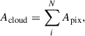 $$ \begin{aligned} A_{\rm cloud} = \sum ^{N}_{i}A_{\rm pix}, \end{aligned} $$