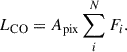 $$ \begin{aligned} L_{\rm CO} = A_{\rm pix}\sum _{i}^{N} F_{i}. \end{aligned} $$