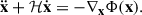 $$ \begin{aligned} \ddot{\mathbf{x }} + \mathcal{H} \dot{\mathbf{x }} = -\nabla _\mathbf x \Phi (\mathbf x ). \end{aligned} $$