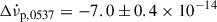 $ \Delta\dot\nu_{\mathrm{p, 0537}} = -7.0\pm0.4\times 10^{-14} $