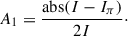 $$ \begin{aligned} A_1 = \frac{\mathrm{abs}(I-I_{\pi })}{2I}\cdot \end{aligned} $$