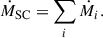 Mathematical equation: $$ \begin{aligned} \dot{M}_\mathrm{SC}&= \sum _i \dot{M}_i. \end{aligned} $$