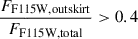 $ \frac{F_{\mathrm{F115W, outskirt}}}{F_{\mathrm{F115W, total}}} > 0.4 $