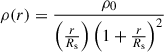 $$ \begin{aligned} \rho (r) = \frac{\rho _0}{\left(\frac{r}{R_{\rm s}}\right) \left(1 + \frac{r}{R_{\rm s}}\right)^2} \end{aligned} $$