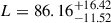 $ L = 86.16_{-11.52}^{+16.42} $