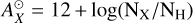 $A_{X}^{\odot}=12+\log \left(\mathrm{N}_{\mathrm{X}} / \mathrm{N}_{\mathrm{H}}\right)$