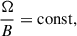 $$ \begin{aligned} \frac{\Omega }{B} = \mathrm{const}, \end{aligned} $$