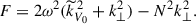 $$ \begin{aligned} F = 2\omega ^2({\widetilde{k}}_{V_0}^{\,2}+k_{\perp }^2)-N^2k_{\perp }^2. \end{aligned} $$