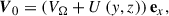 $$ \begin{aligned} {\boldsymbol{V}}_{\rm 0}=\left({V}_{\Omega }+{U}\left(y,z\right)\right)\mathbf{e}_{x}, \end{aligned} $$