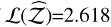Mathematical equation: ${\cal L}(\mathord{\buildrel{\lower3pt\hbox{$\scriptscriptstyle\frown$}}\over {\rm Z}} ) = 2.618$