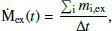 $$ \begin{aligned} \mathrm{{\dot{M}}}_{\rm {ex}}(t) = \frac{\sum _{\rm i} m_{\rm {i,ex}}}{\Delta t}, \end{aligned} $$