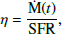 $$ \begin{aligned} \eta = \frac{\mathrm{{\dot{M}}} (t)}{\mathrm{{SFR}}} ,\end{aligned} $$