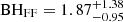 Mathematical equation: $ \mathrm{BH}_{\mathrm{FF}} = 1.87^{+1.38}_{-0.95} $