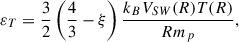 $$ \begin{aligned} \varepsilon _T = \frac{3}{2}\left( \frac{4}{3}-\xi \right)\frac{k_B V_{SW}(R) T(R)}{R m_p} , \end{aligned} $$
