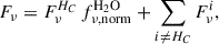 $$ \begin{aligned} F_{\nu } = F_{\nu }^{H_C} \, f_{\rm \nu ,norm }^{\mathrm{H_2O} } + \sum _{i\ne H_C} F_{\nu }^{i}, \end{aligned} $$
